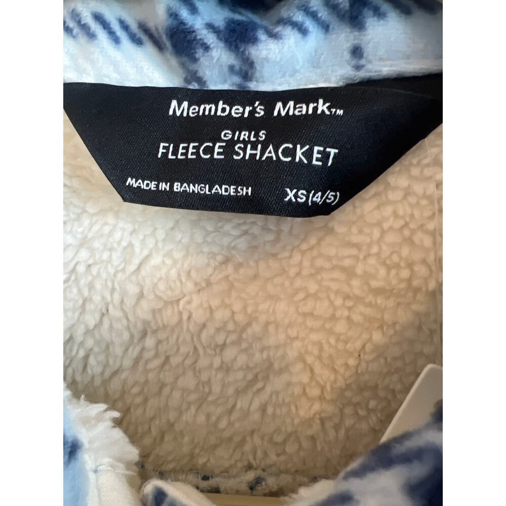 Members Mark Girls Sherpa Lined Shacket Blue Cream Size XS (4/5) NWT - Picture 3 of 16
